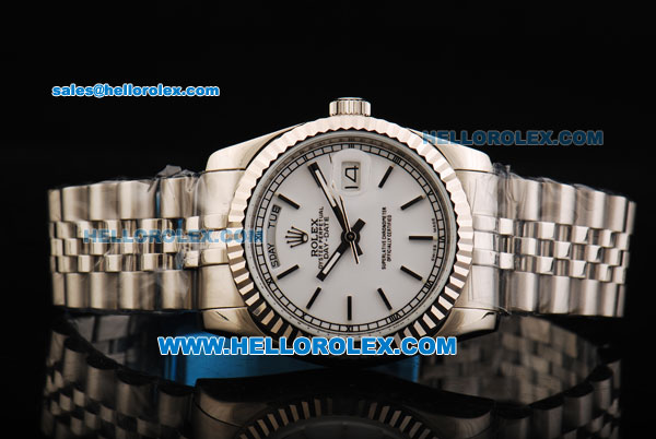 Rolex Day-Date Automatic Full Steel with White Dial - Click Image to Close